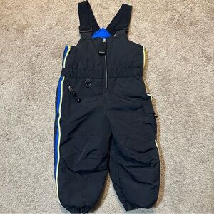 Sesame Street Black Overalls with Blue and Yellow Stripes